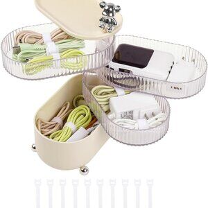 Rotatable Organizer with 3 or 4-Layer, Electronic Accessories Case for Desk1Pack